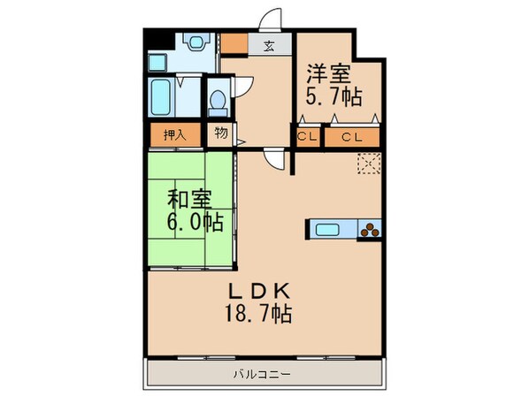 パロス美野島（４Ｆ－１４Ｆ）の物件間取画像